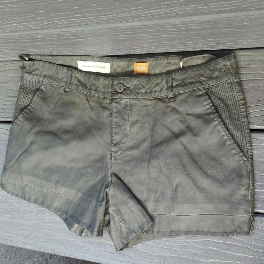 Anthropologie Pilcro And The Letterpress Faux Leather grey/Green Shorts